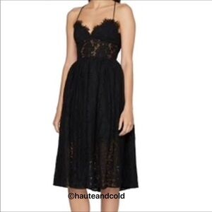 NWT Fame and Partners Corset Top Lace Tie Back Dress Sz 6 BLK